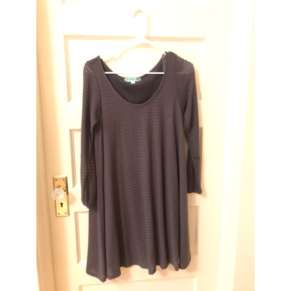 Waffle Shift Dress in Grey